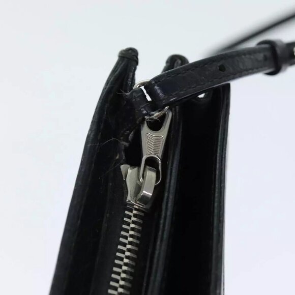 BALENCIAGA Navy Pochette Shoulder Bag Leather Black - Picture 6 of 15